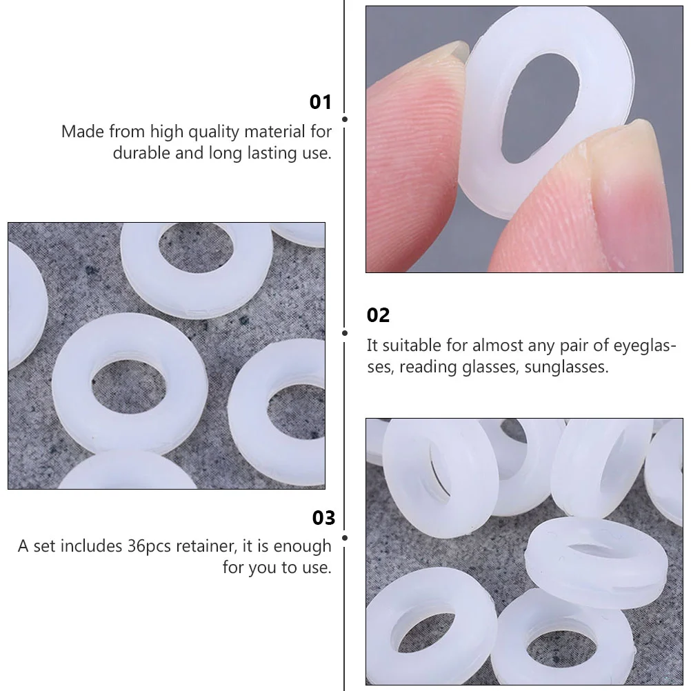 36 個の眼鏡滑り止めリングラウンドテンプルヒントスリーブホルダーシリコン耳ロックグリップ快適なリテーナーフックホワイト