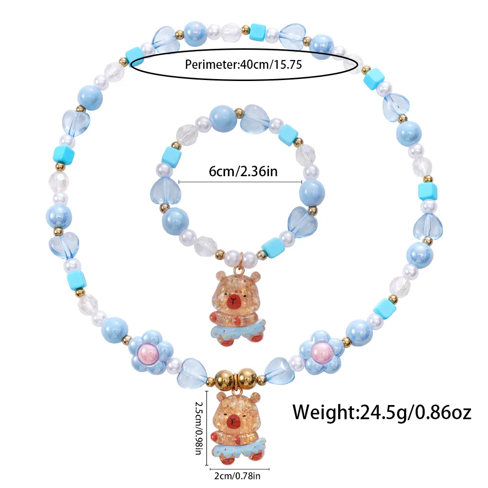 مجموعة أساور سلسلة كابيبارا المزدوجة ذات الطول الثابت هيبوالرجينيك للفتيات والأولاد هدية على شكل حيوانات الغابة