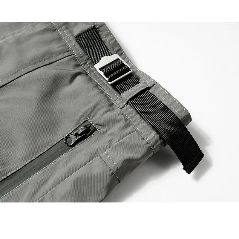 OKONKWO Soft Canvas Multi Bag Work Shorts European Vintage Split Mid Pants Outdoor Trekking Camping Walking Tooling Overalls image 3