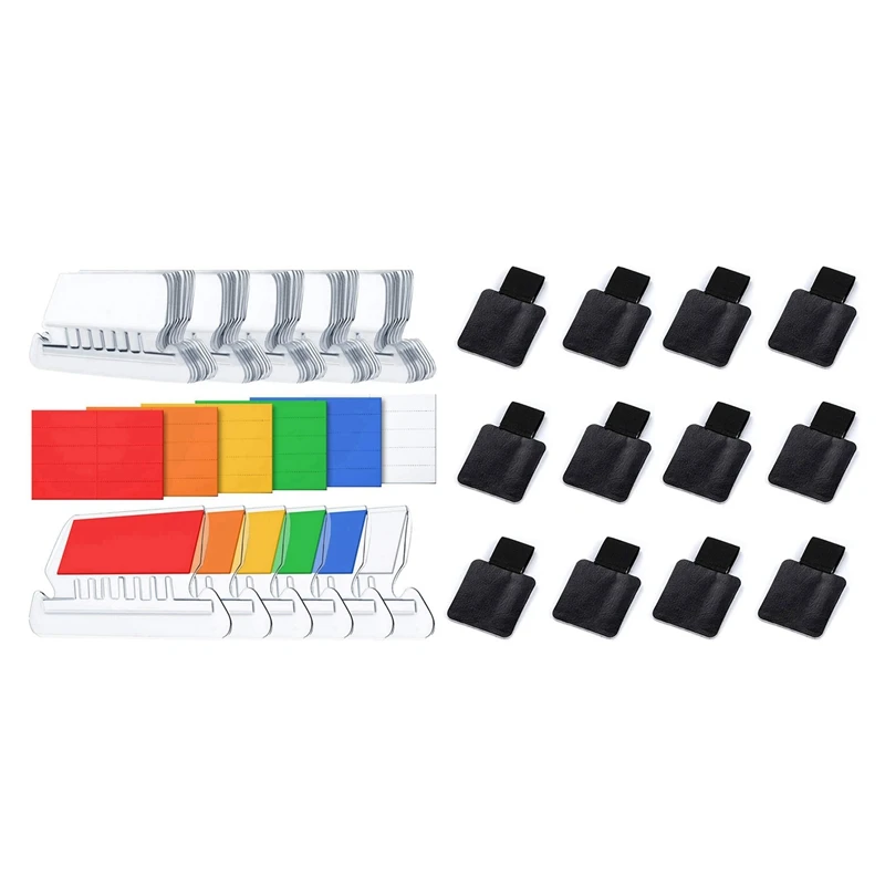 

120 Sets File Document Tabs 2 Inch Folder Tabs And Inserts & 12 Pcs Self-Adhesive Pen Holder Pencil Elastic Loop