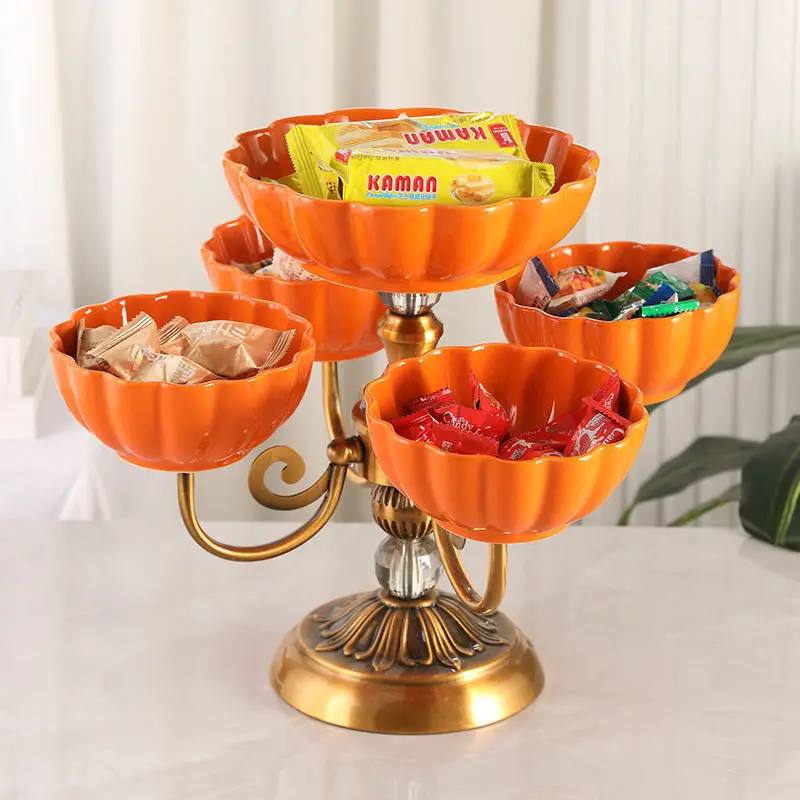 Prato de frutas giratório de alta qualidade, mesa de centro para sala de estar familiar para ano novo chinês, prato de frutas, prato de frutas secas