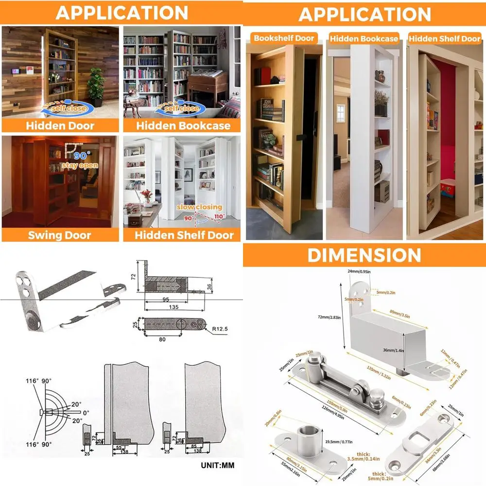 

Heavy Duty 360° Stainless Steel Pivot Hinges for L-Shaped Doors