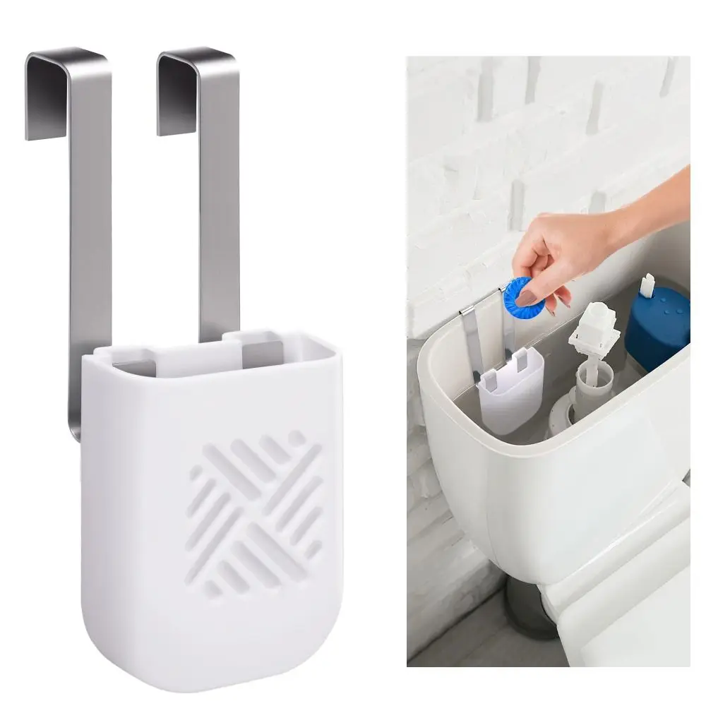 

Stainless Steel Toilet Tank Cleaning Tablet Holder with Double Hooks Hanging Toilet Tank Bleach Tablet Bracket Adjustable