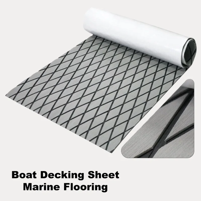 

Faux Teak Boat Deck Mat Sheet Yacht Marine Floor with Rhombus Diamond Pattern Waterproof Pontoon Flooring for Kayak Surfboard