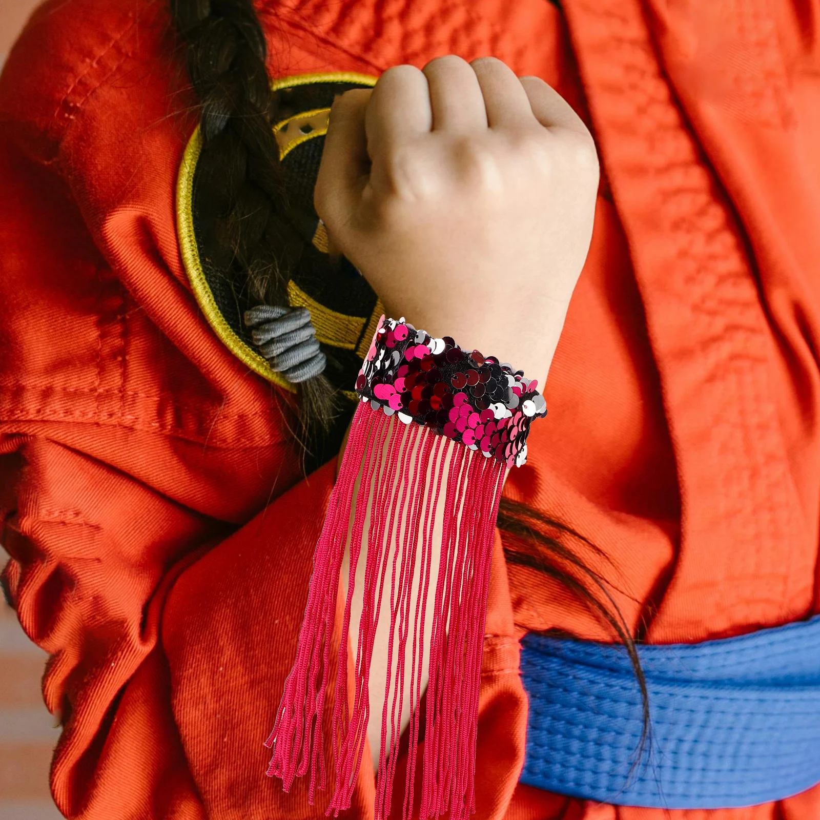 

Tassel Pouting Circle Festival Slap Bracelet Cuff Party Gift Children Favor Red Toy