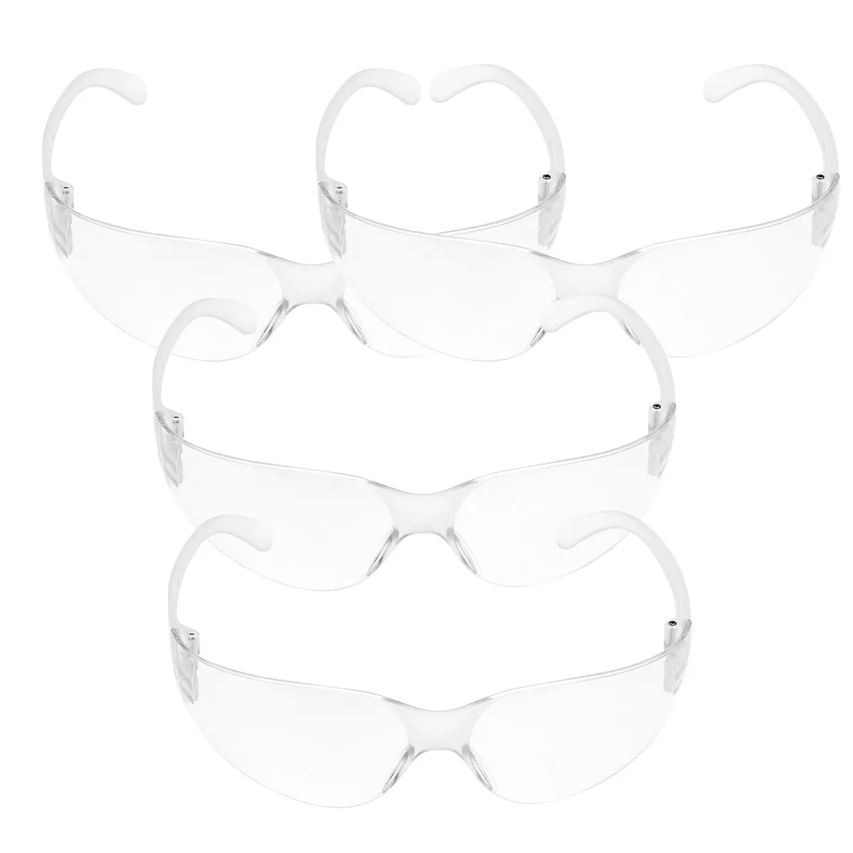 4Pcs Eye Protective Glasses Transparent One-Piece Anti-Spittle Anti-Shock Labour Protection Glasses for Adults Dust Wind Safety
