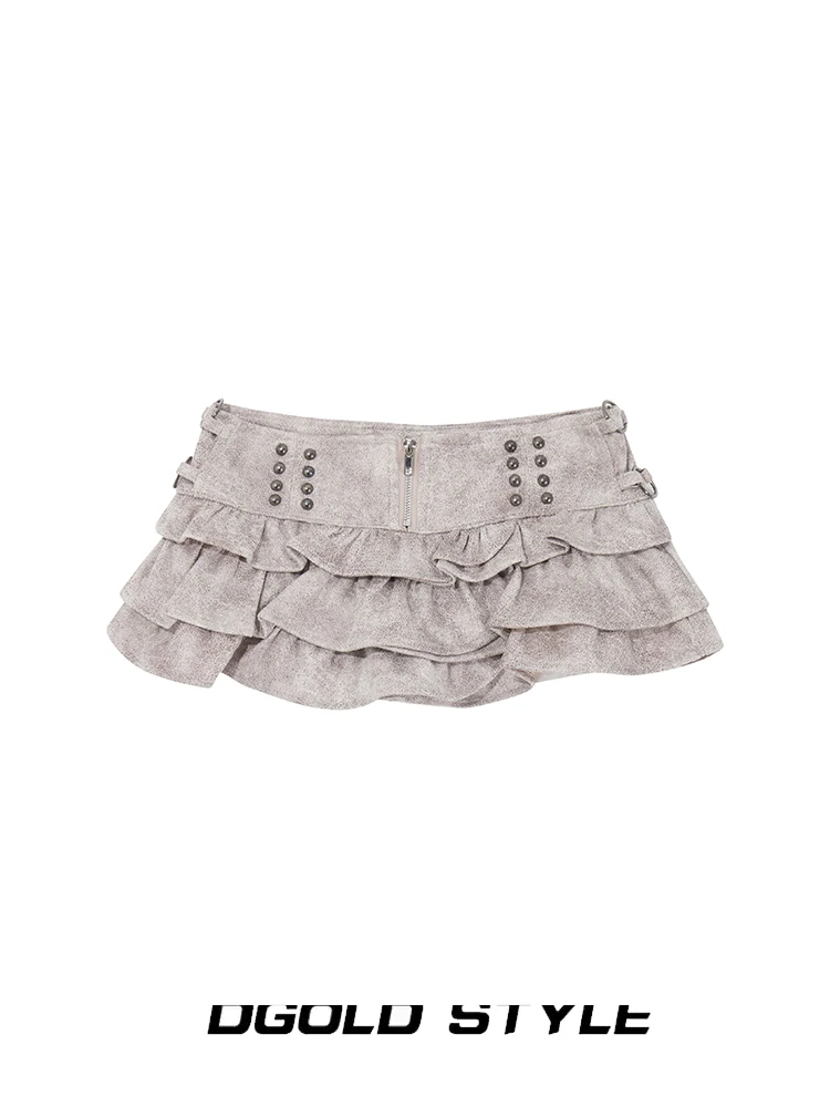 

Ретро-стильная женская летняя юбка А-силуэта из искусственной кожи с лимонным принтом, с кружевным подолом, с завышенной талией, многоярусная, на молнии