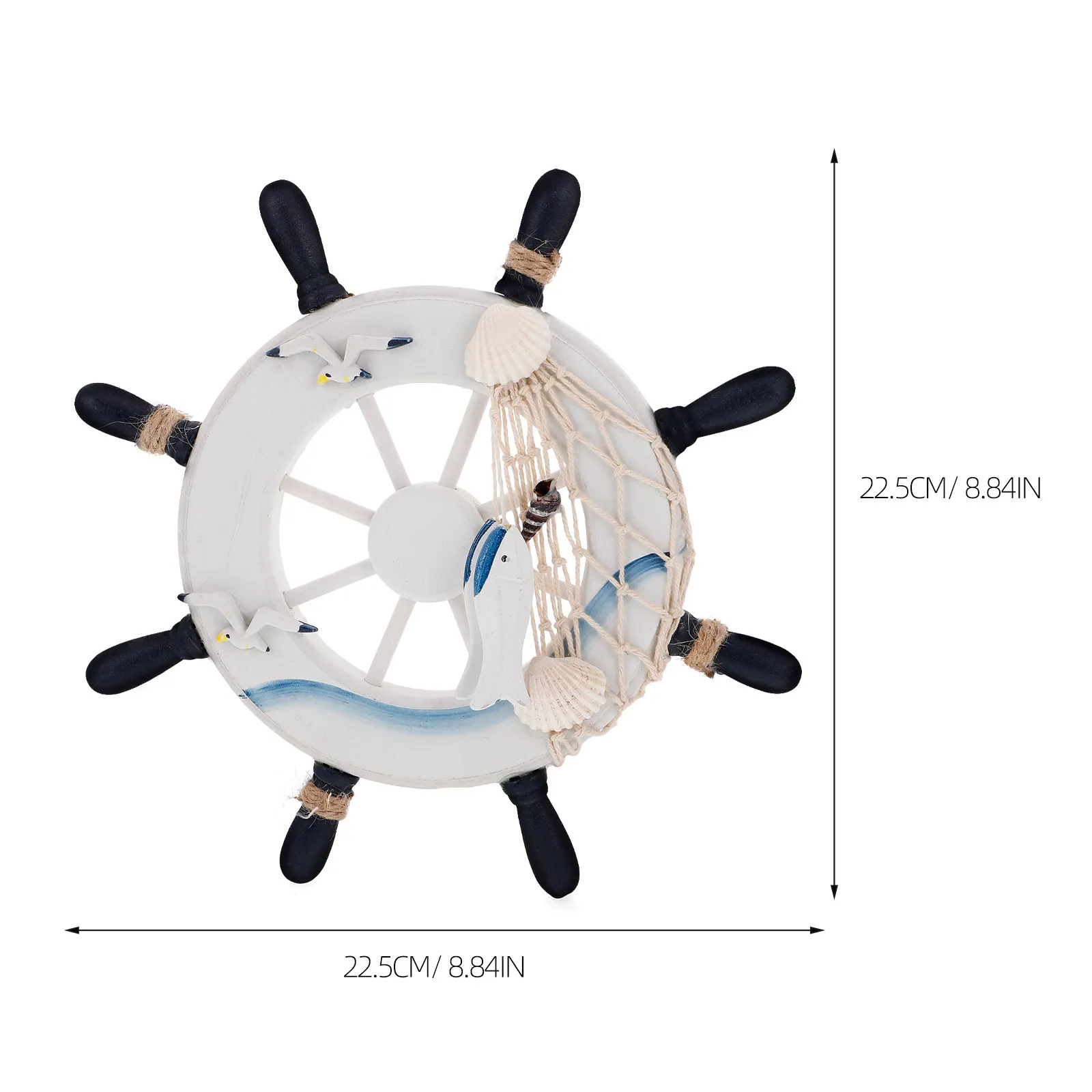 Ship Wheel Wall Hanging Nautical Marine Coastal Decor Beach Home Bathroom Ocean Themed Living Art Handcrafted Density