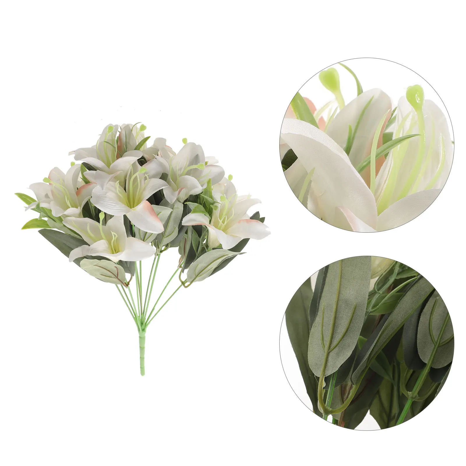 

Artificial Lily Bouquet Realistic Silk Fabric Decorative Simulation Flower for Wedding Party Office Home Artificial Flower