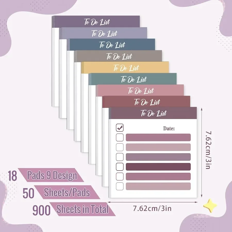 18 Pcs 900 Sheets 3x 3 Self Adhesive Sticky Notes Notepad for Office School Coworkers Daily Task Planning Organization and Remi