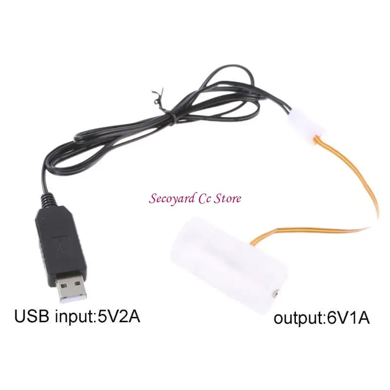 N3UC USB to 6V LR14 C Battery Eliminators Dummy Battery Power Cable for Toy Power