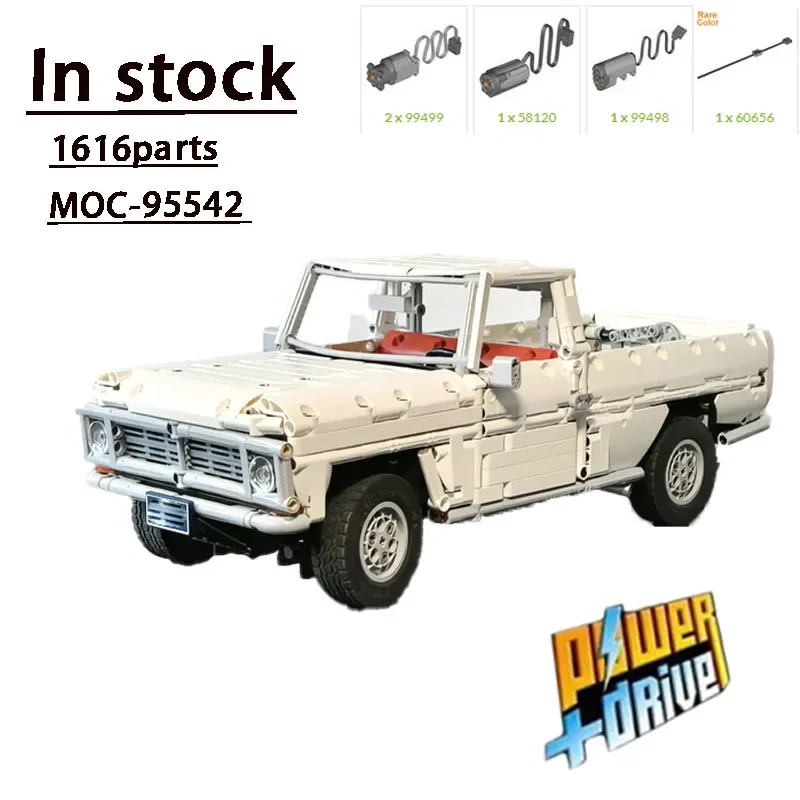 

MOC-95542 ElectronicRemoteControlWhiteNew F-100 Rescue TowTruck1:13 Assembly Building Block Toy 1616 Parts Kids Birthday ToyGift