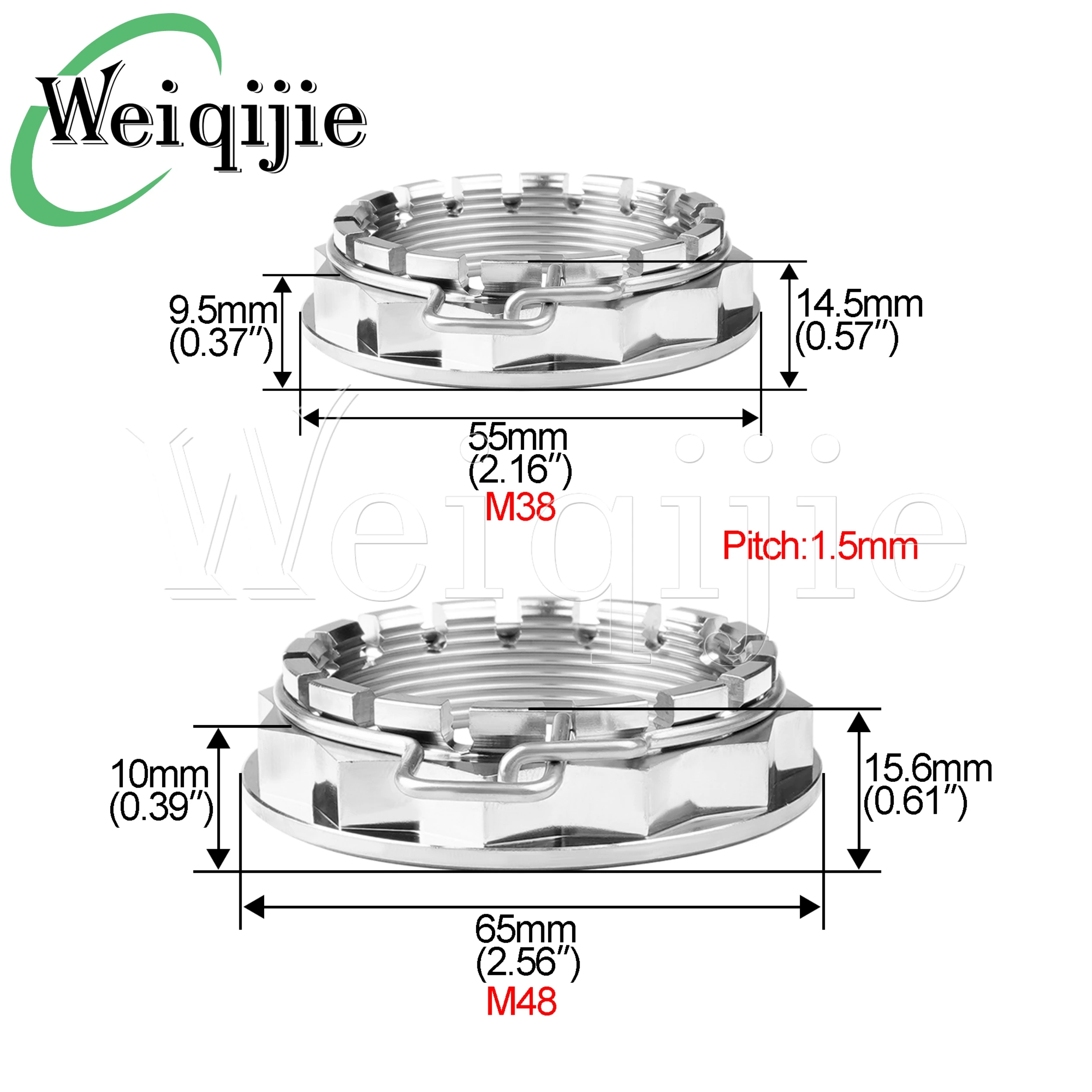 Weiqijie Titanium Nut M38/M48 Motorcycle Rear Wheel Axle Nut for Motorcycle Ducati