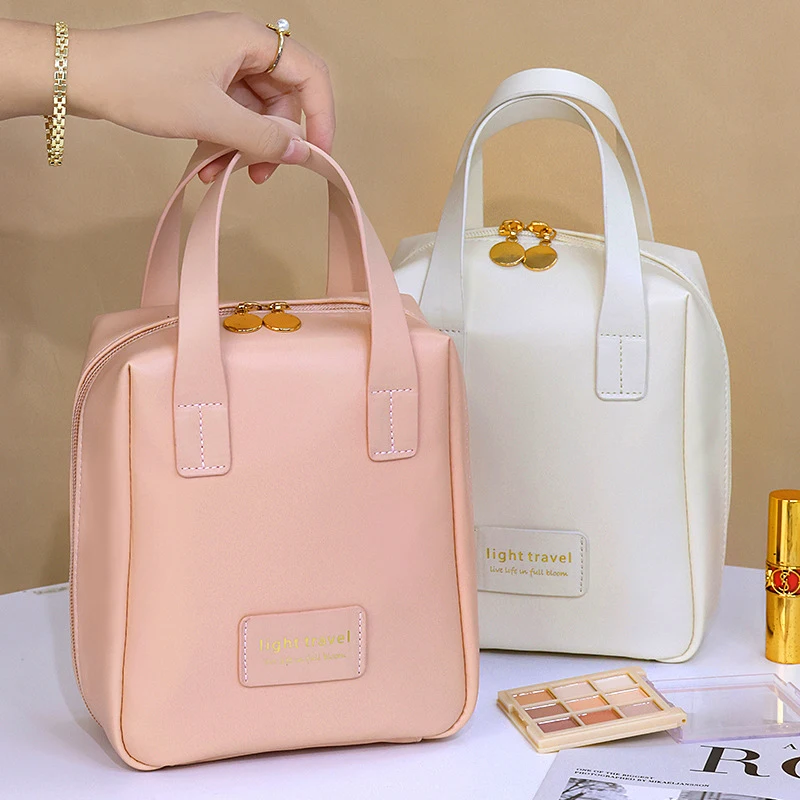 Borsa per il trucco della ragazza portatile di grande capacità con manico borsa da toilette per donna custodia per Organizer per il trucco borsa in