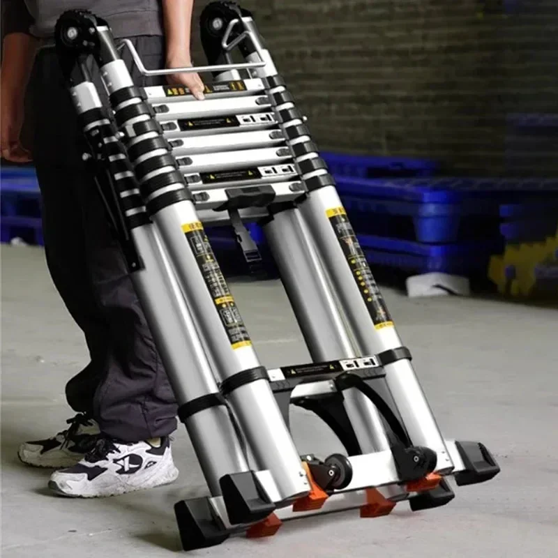 Home Kitchen Telescopic Ladder Aluminum Alloy Step Stools Multi-functional Engineering Portable Folding Straight