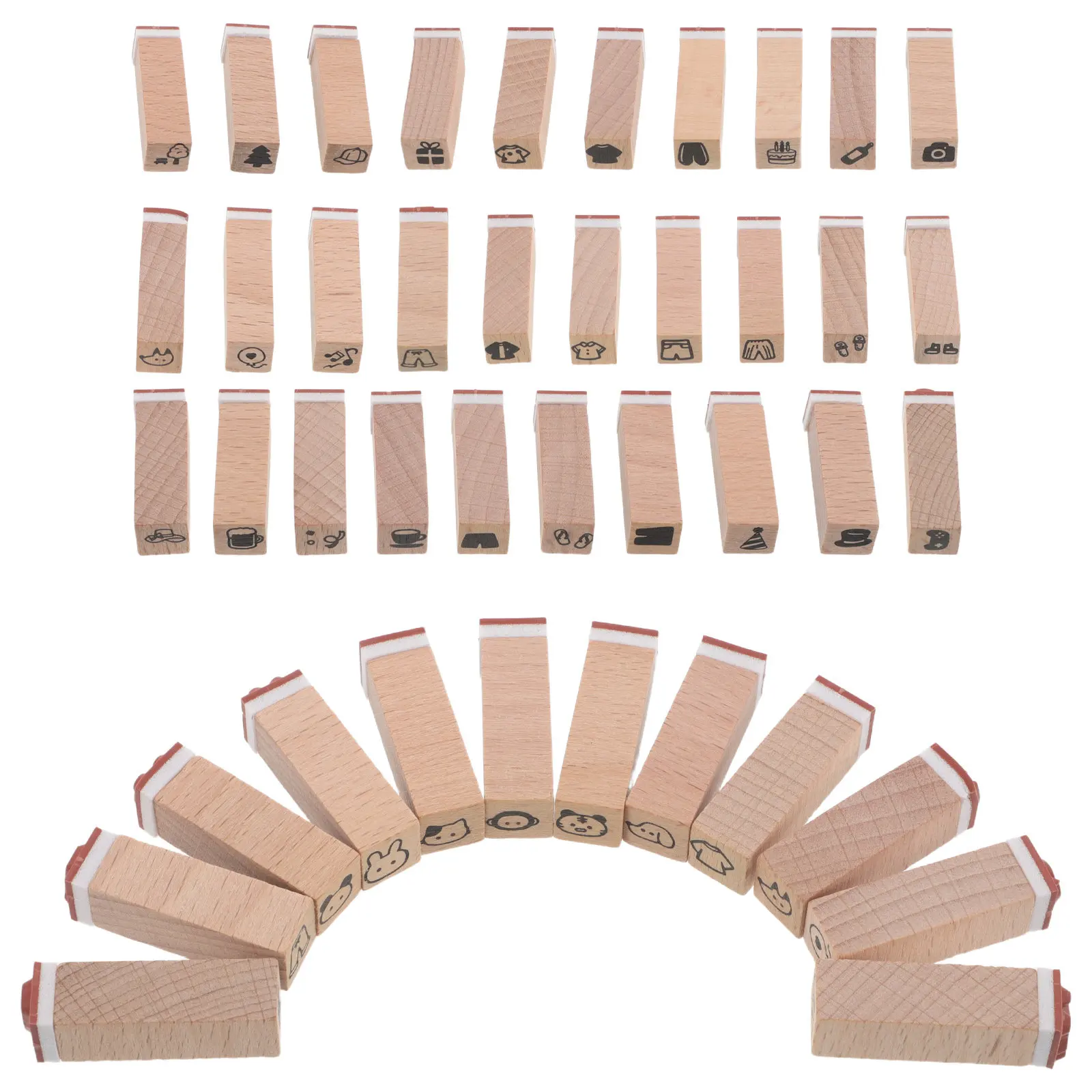 42-teiliges Weihnachts-Holztier-Stempelset Mini-Gummistempel-Kit Cartoon-Holzblockstempel für Kinder DIY Basteln Kartenherstellung Tagebücher