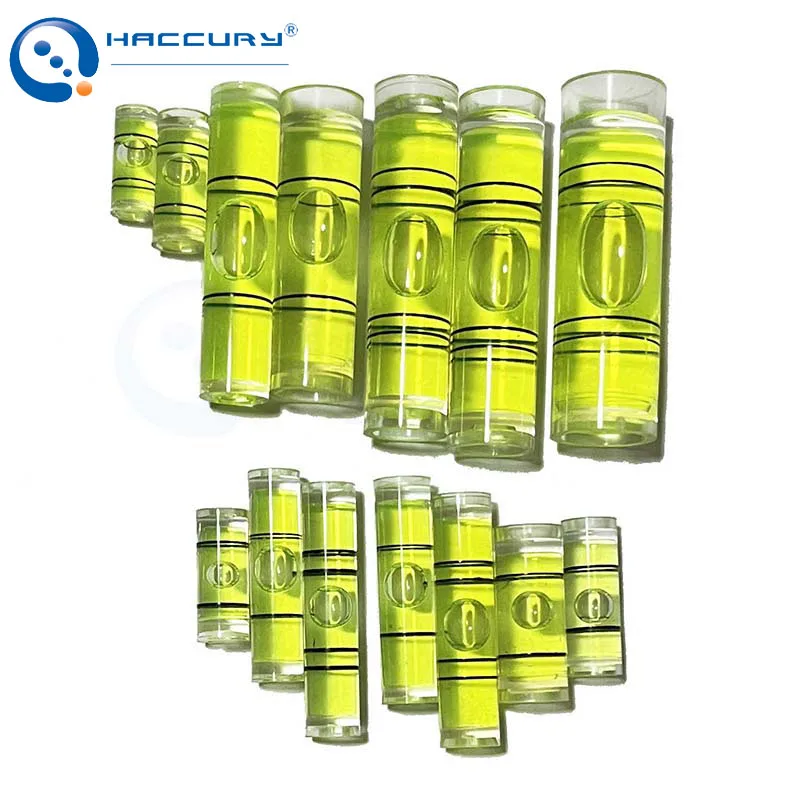 HACCURY Acrylic Tube Bubble Level Green Gradienter Spirit Level Meter PMMA Amploule Leveler Blister Dia 5mm to 10mm 1000Pcs/Lot