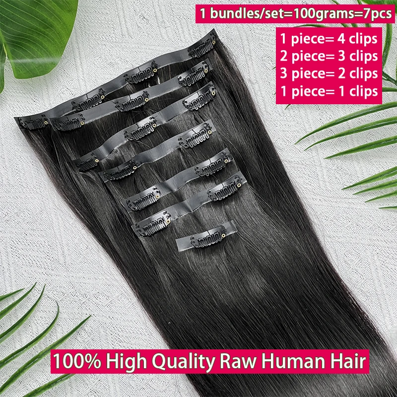 Vietnamese PU Clip in Extensions Human Hair Straight Hair Seamless Skin Weft Clip-in Hair 100% Raw Virgin Human Hair Full Head