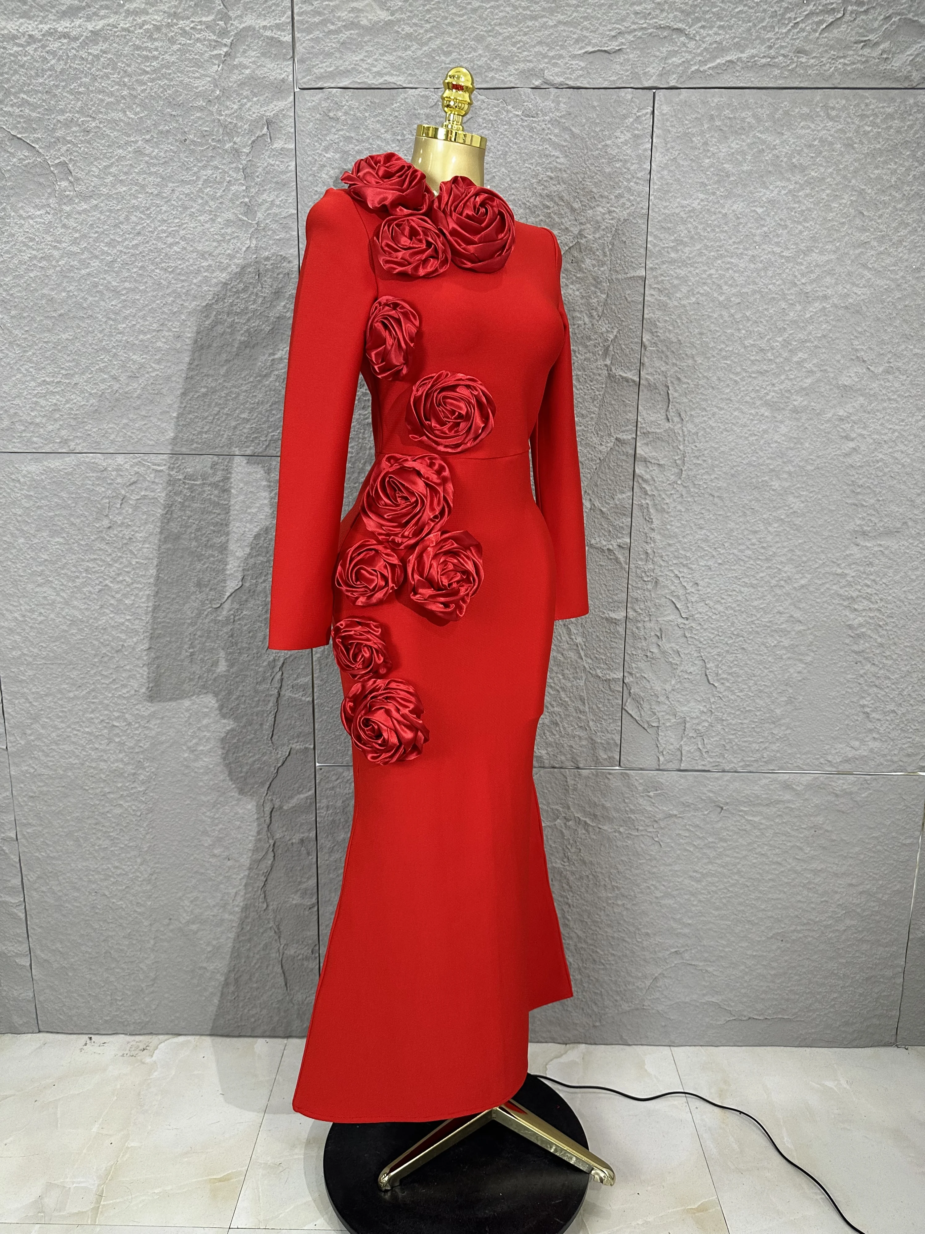 Nowa Elegancka Sukienka Vintage Słodka Seksowna z Motywem Róż Dopasowana Długa Sukienka Stylowa Sukienka na Bal Wieczorowa Sukienka na Przyjęcie Sukienka na Imprezę