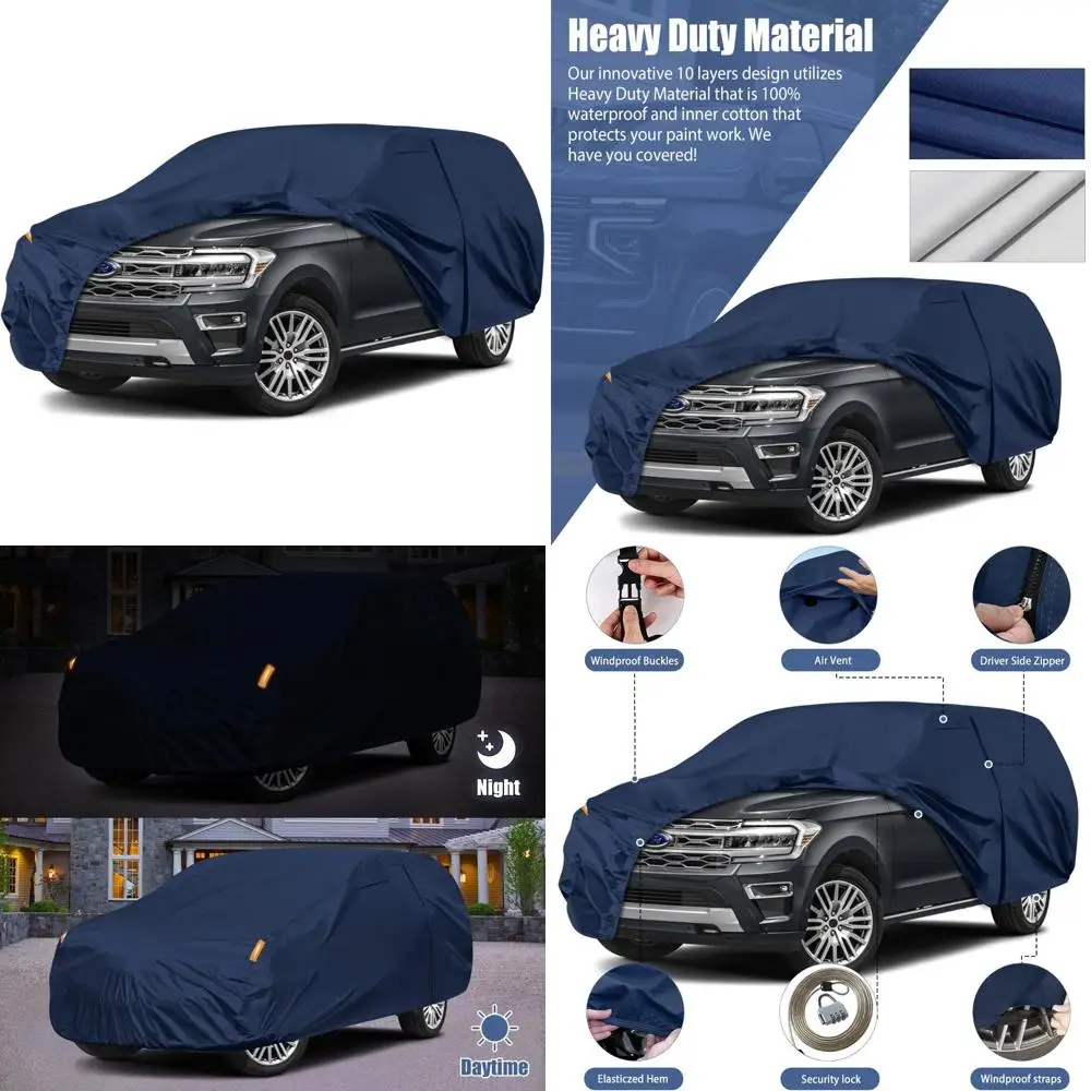 

All-Weather Heavy-Duty Multilayer Car Cover for 2007-2026 Ford Expedition and Lincoln Navigator SWB, Waterproof Premium Protecti