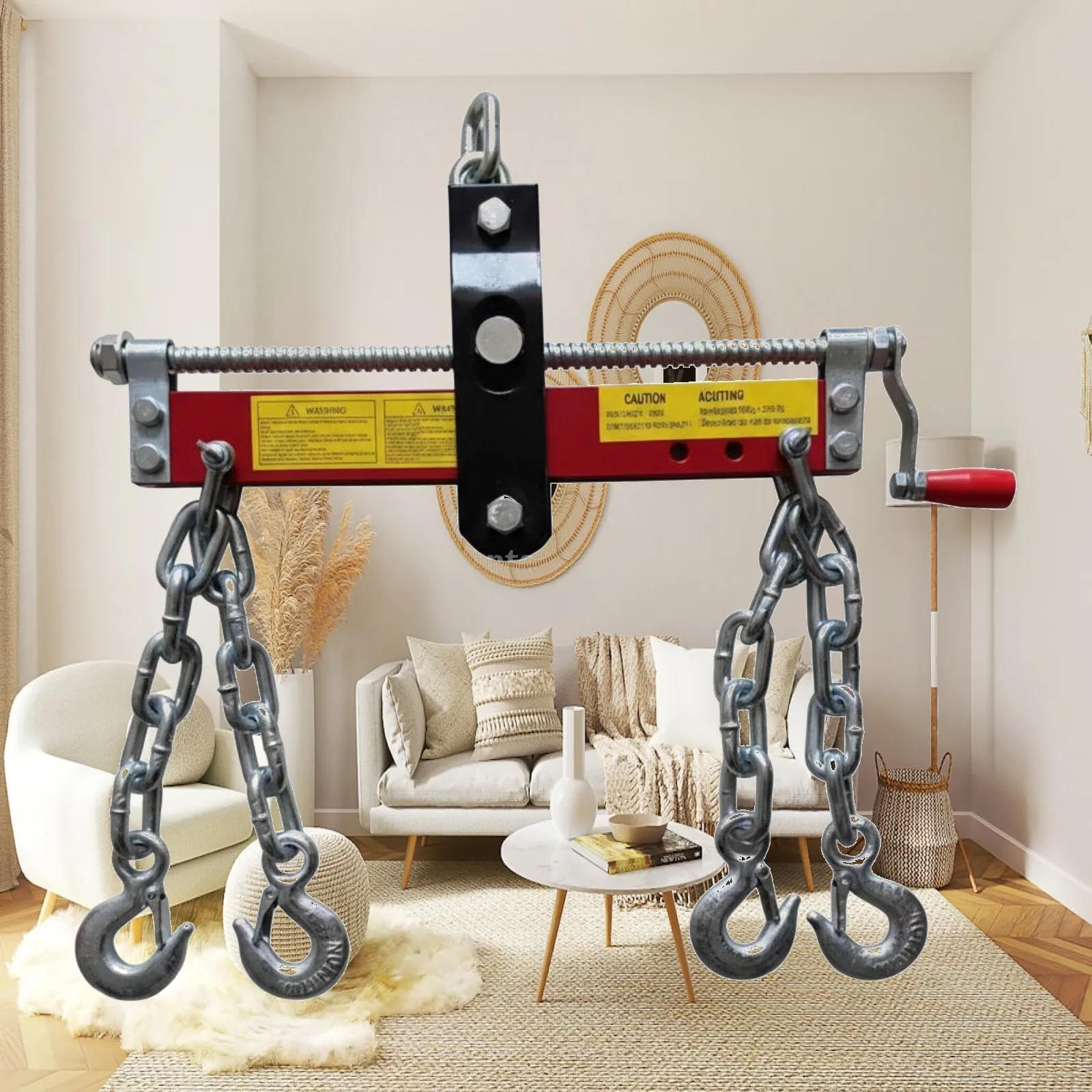 Steel Engine Support Frame Manual Crank Adjustable Hoist Balancer for Garage Workshop