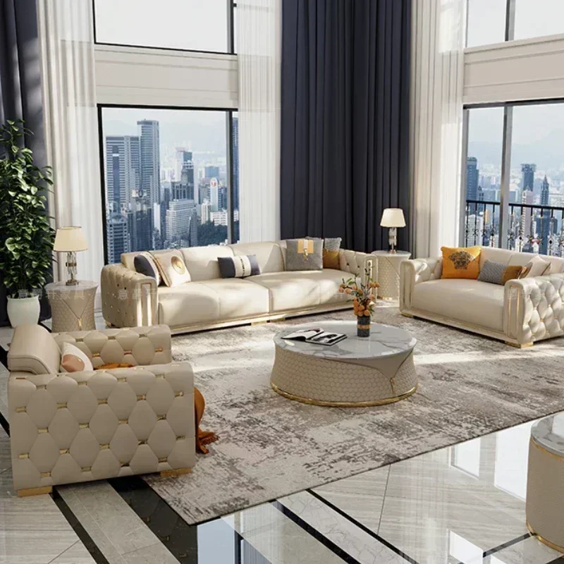 

m Дизайнерские диваны из натуральной кожи Роскошный итальянский современный 3-х предметный диван Напольный диван Мебель для гостиной m