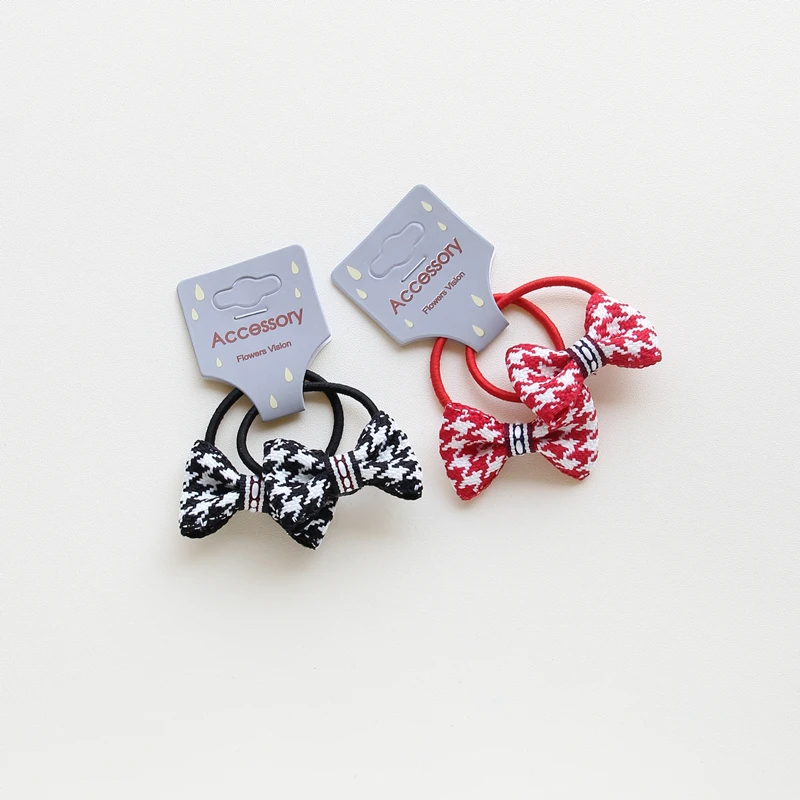 2 Pcs/lot High quality Ribbon Bows Hair Gum Hair Accessories Headwear Hair Bows For Girl Rubber Band Elastic Bands