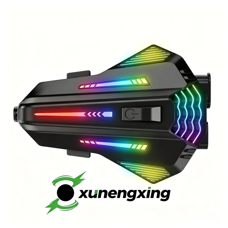 RGB Motorcycle Helmet Bluetooth Headset V6.0 Multi‑Rider Intercom Helmet Headphone Cool Ambient Light Wireless Riding Interphone