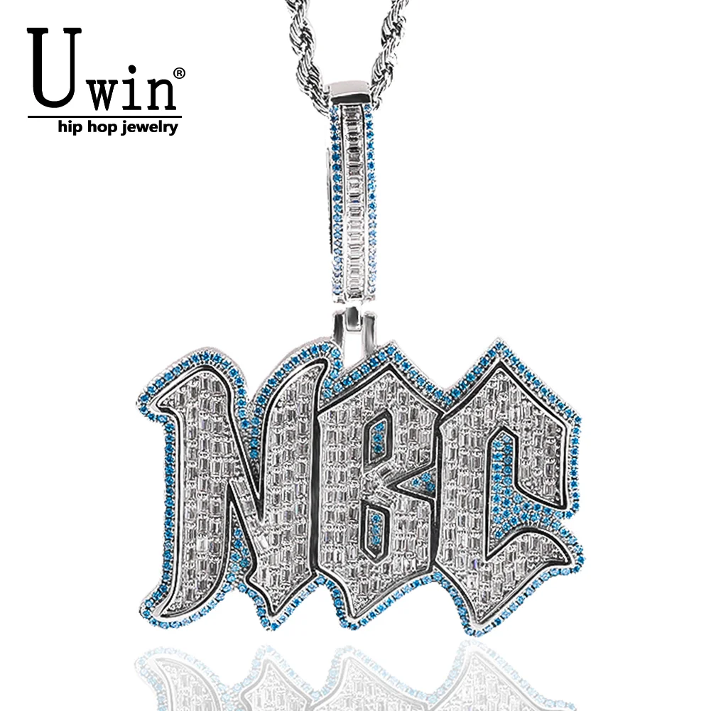 

Uwin Custom 2 colors Letters Pendant DIY Name Cubic Zirconia Necklaces For Womans Fashion Hip Hop Jewelry 2023 New