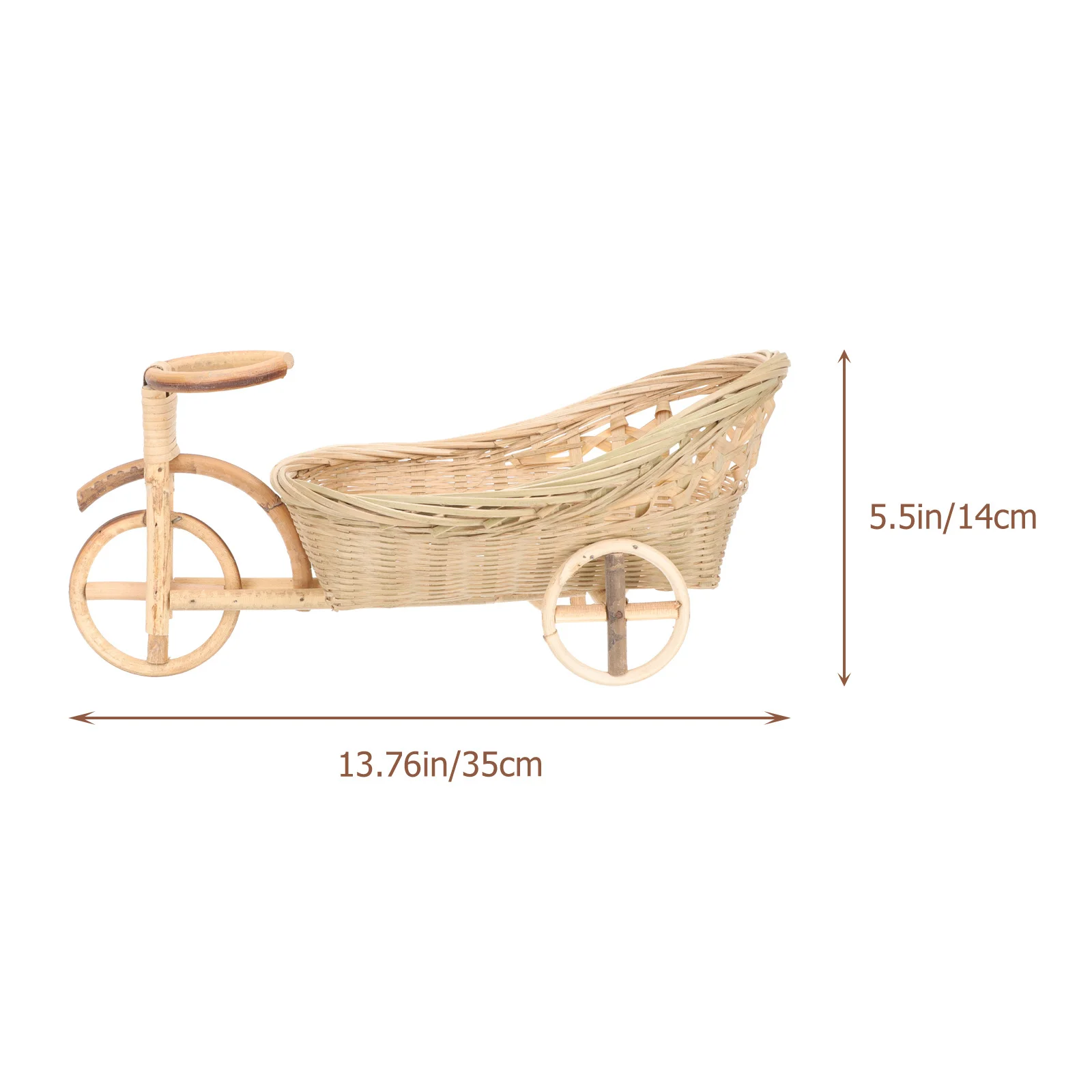 

Bamboo Woven Basket Tricycle Shape Handmade Storage Organizer For Kitchen Desktop Decor Farmhouse Wedding Party