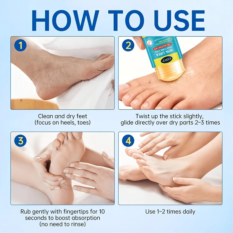 GSWP 60% Urea Foot Care Stick, Containing 2% Salicylic Acid, Is Designed for Dry, Cracked Feet. It Soothes Dry. 40g/80g view 6