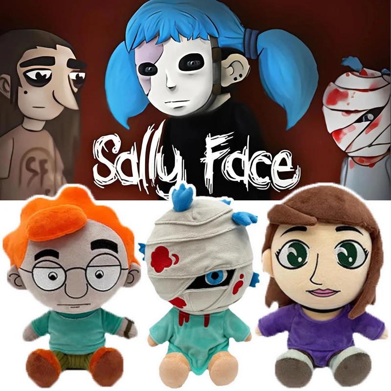 Peluche Anime Sally Face da 23CM, Personaggi Cartoon Sal Ash Todd Larry, Bambole Imbottite, Figure Decorative, Cuscini, Regali di Compleanno e Natale