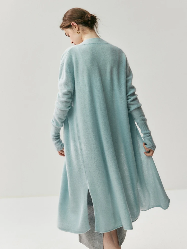 

100% Cashmere Knitwear Women Long Cardigan Sweater Open Stitch Casual Simple Long Cardigan Coat Spring Autumn Winter Long Shawl