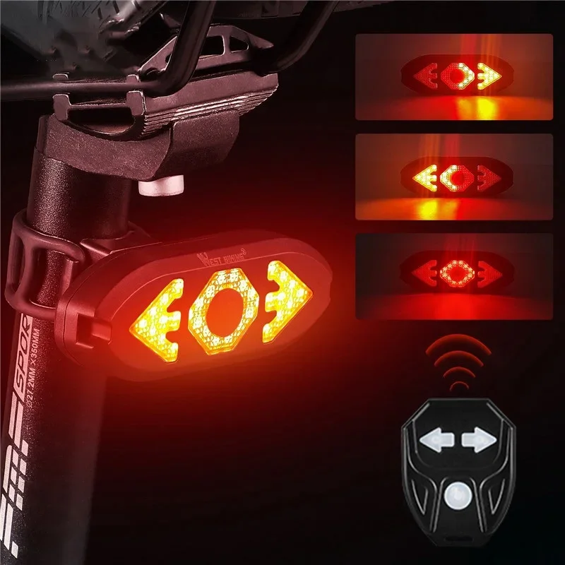 

Bicycle Taillight Bright Bike Signal Lights Remote Control Bicycle Lamp Horn Direction Indicator Rechargeable MTB LED Rear Light