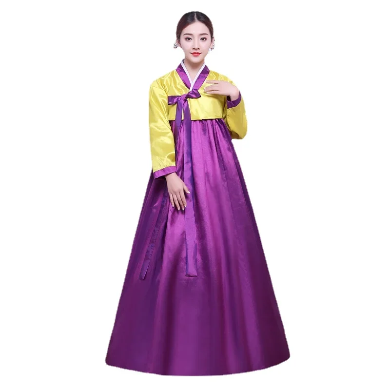 Hanbok Korean Multicolor Traditional Korean Hanbok Dress Female Korean Folk Stage Dance Costume Korea Traditional Costume 한복