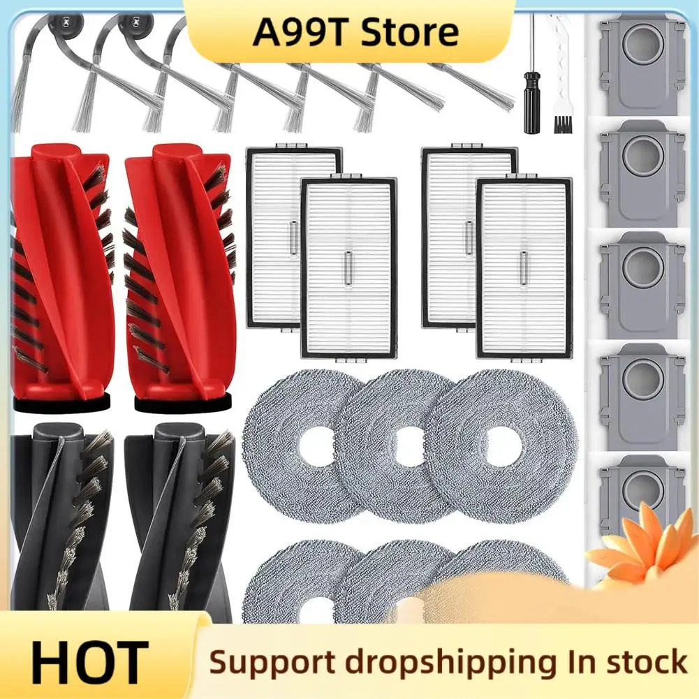 

Набор аксессуаров A99T для робота-пылесоса Roborock Saros 10R, основная боковая щетка, фильтр Hepa, швабра, тканевые мешки для пыли
