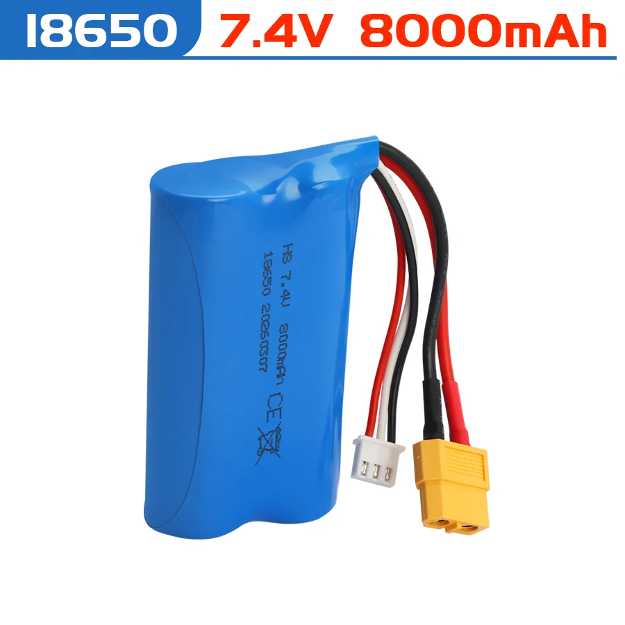 Li-ion battery 8000mAh 2S 18650 XT60 for Henglong 3818 3819 3838 3878 3888 3898 3909 3918 3938 3939 1/16 RC tank toys parts
