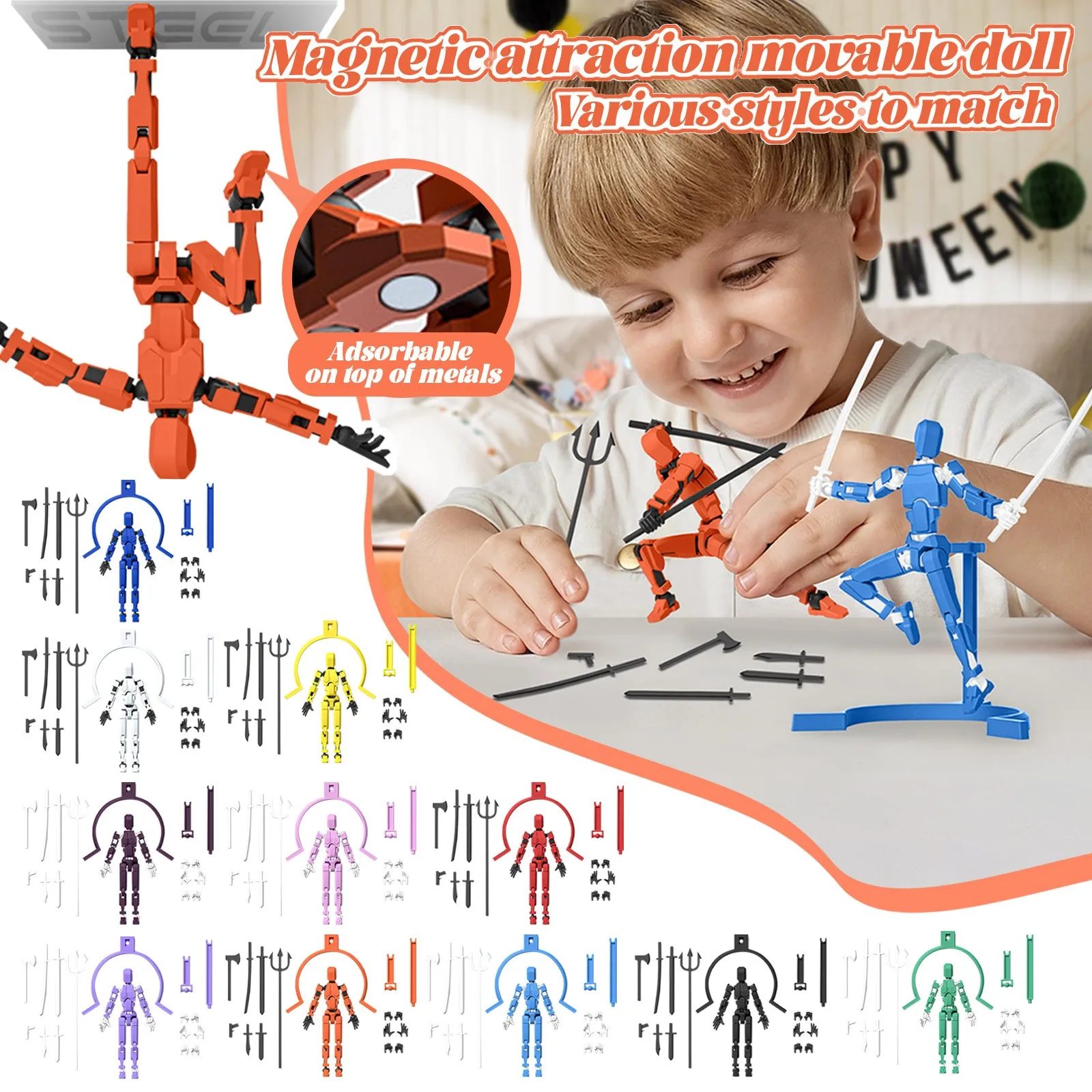 Magnetic Doll 13 Joints Movable Doll Toy 4rd Generation Dummy Doll DIY Full Body Shrinking