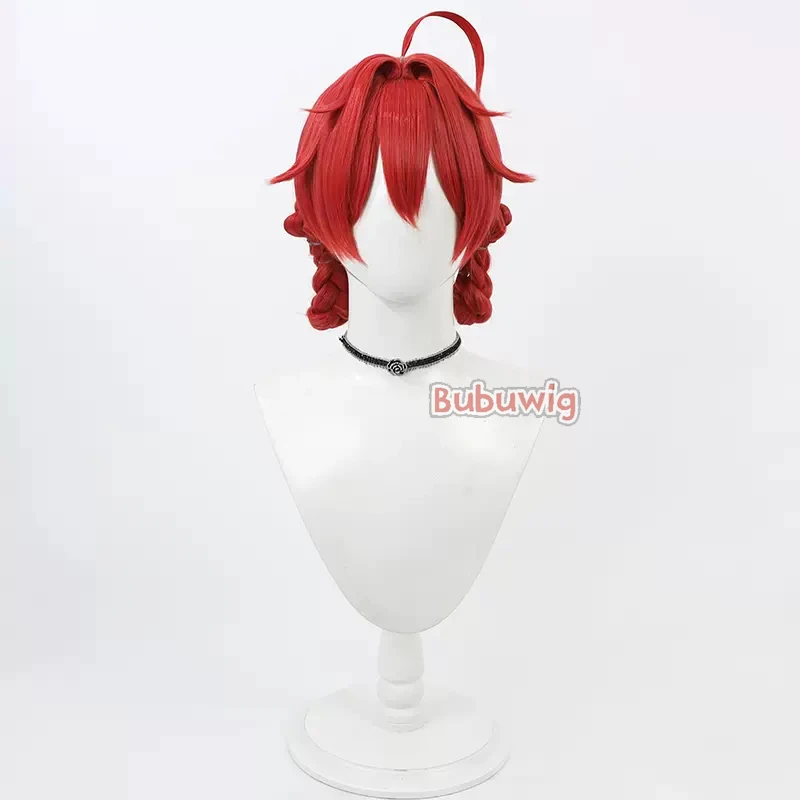 Bubuwig Synthetic Hair Danjin Cosplay Wigs Game Wuthering Waves Danjin Women Long Straight Red Braided Cos Wig Heat Resistant