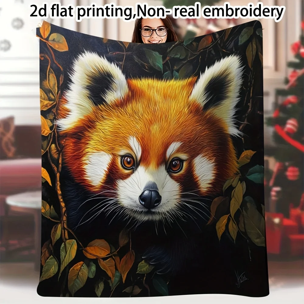 1 cute Pomeranian printed blanket fluffy all season soft bed cover, Pomeranian puppy design, single-sided 2D flat print