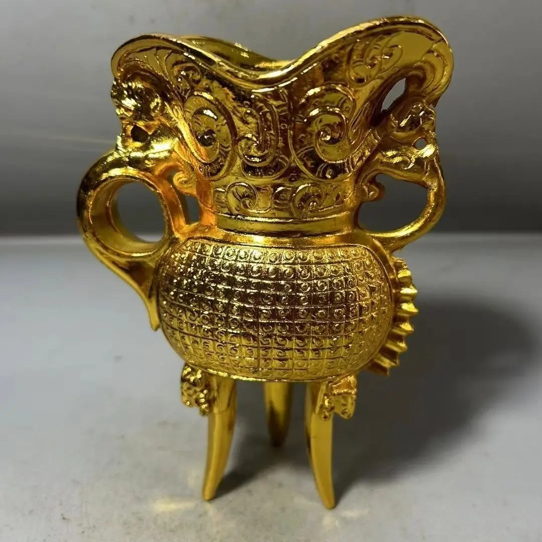 Tripod Double Dragon EarsJue Cup Wine Vessel Ornament Decoration Tea Pet Figurines Desk Decor Accessories