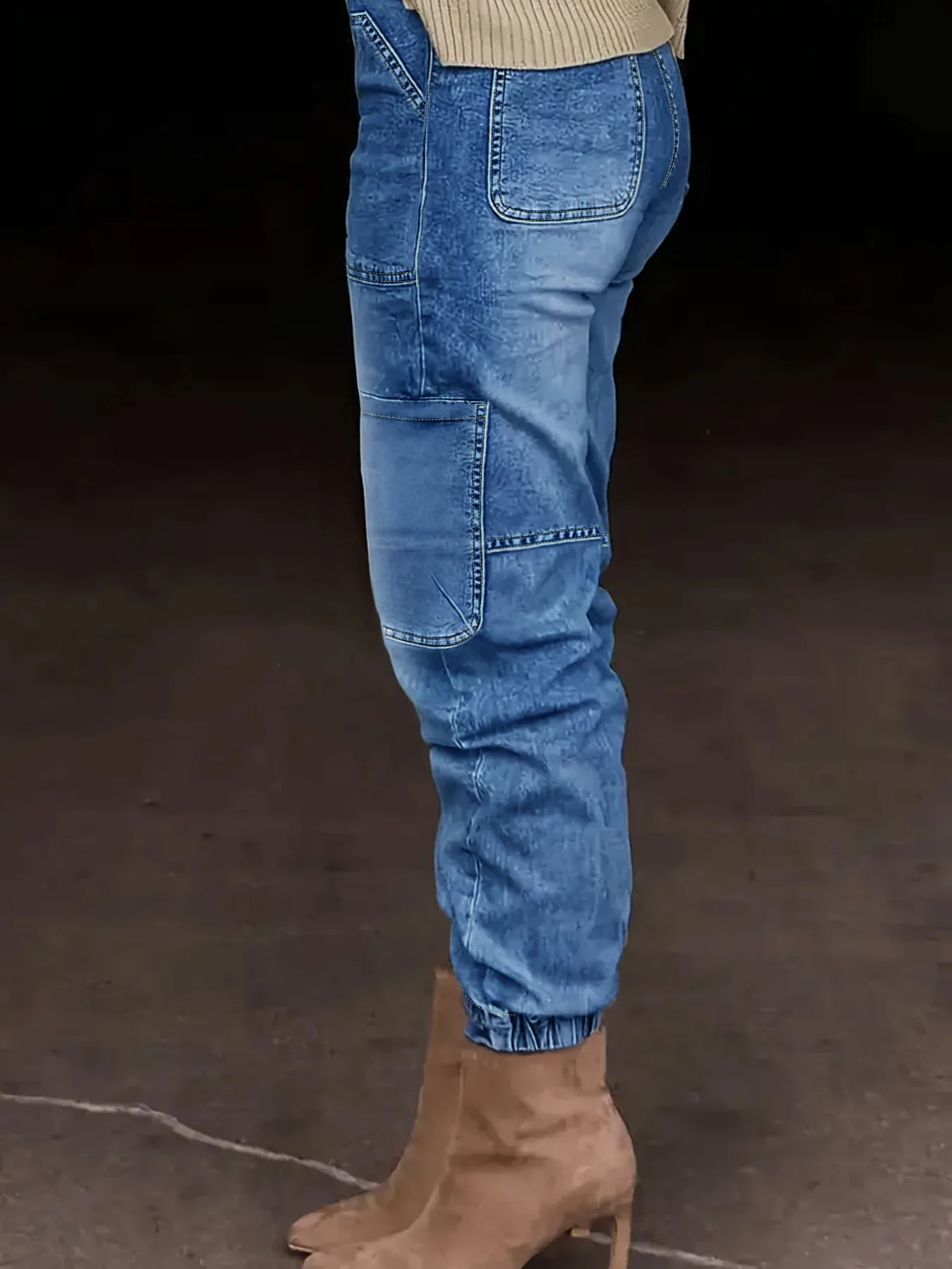 ارتفاع الخصر بالإضافة إلى حجم نحيل الجينز المرأة الرجعية غسلها زر التفاصيل مرونة كبيرة الحجم المرأة الدنيم السراويل #3