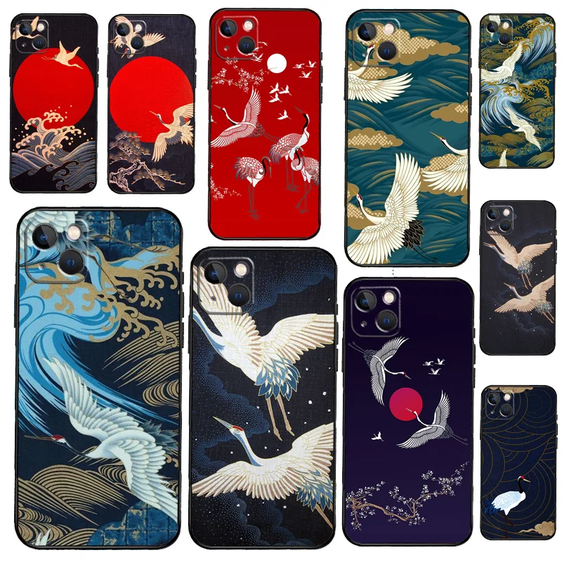 Red-crowned crane Birds japanese style Phone Case For iPhone 14 13 12 Mini 11 Pro Max SE 2020 6 7 8 Plus X XS Max XR Cover Shell