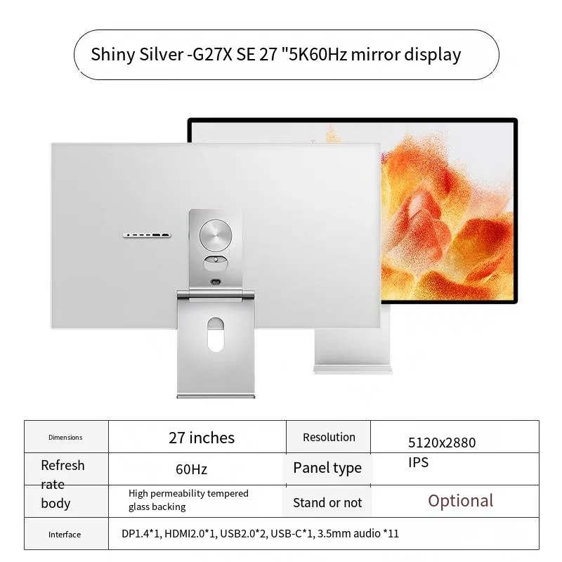 27 Inch 5K Display TYPE-C Thunderbolt Voor Mac Lcd Monitor Aluminiumlegering 60Hz Glanzend Scherm Ips Kuycon G27xse Zonder Beugel - afbeelding 1