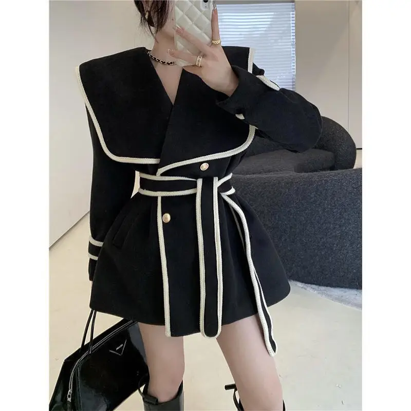 

Trench Coat With Hood Women'S Autumn Fashion Black For Girl Double Breasted Clearance Offer Long Windbreakers Womens Denim Woman
