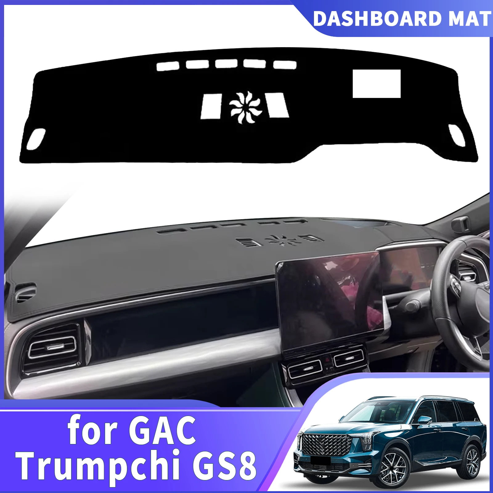 

for GAC Trumpchi GS8 2023-2026 Custom fit Dashboard Cover Sun Shade Dash Mat Anti‑Glare Anti‑Reflection Carpet Dash Pad Dashmat