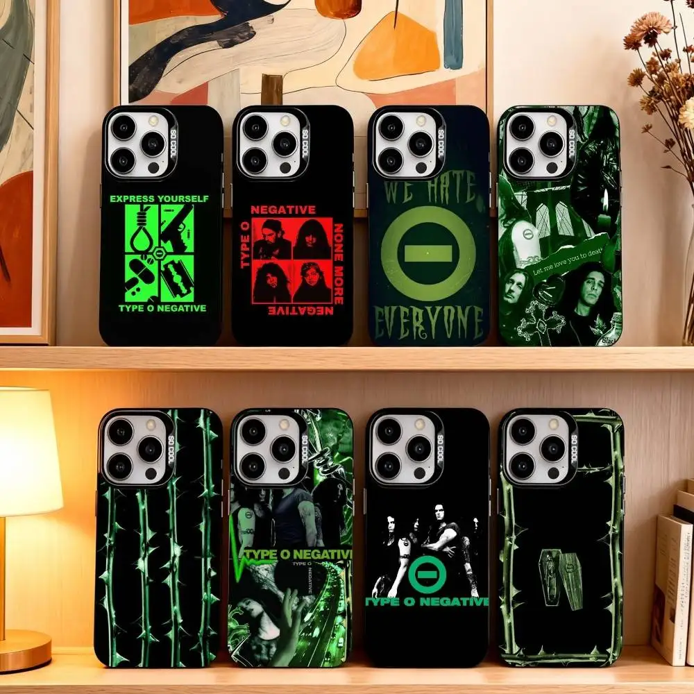 

T-Type O Negative Rock Band Phone Case For iPhone17,16,15,14,13,12,11 Plus,Pro Max Black Candy silver phone case