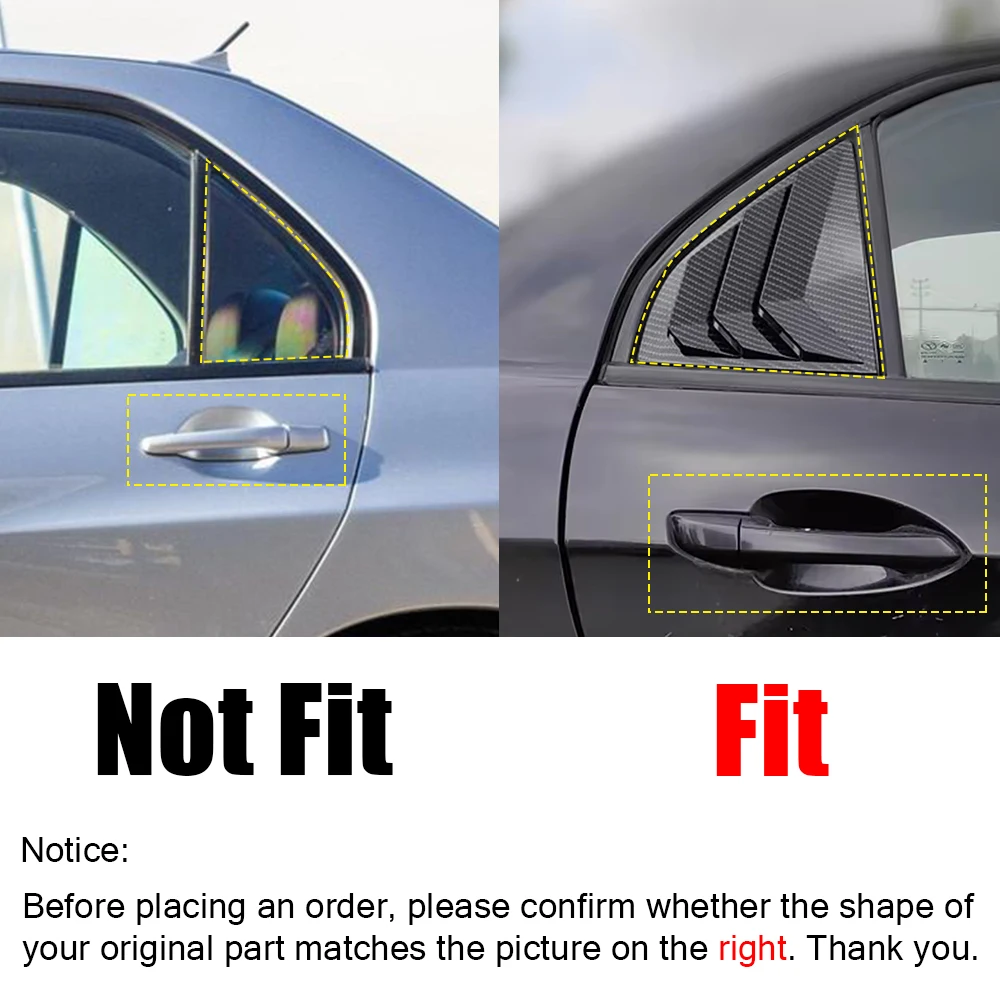 For Mitsubishi Lancer 2002 2003 2004-2006 ABS Plastic Rear Window Quarter Louver Cover Side Vent Trim Car Adhesive Accessories