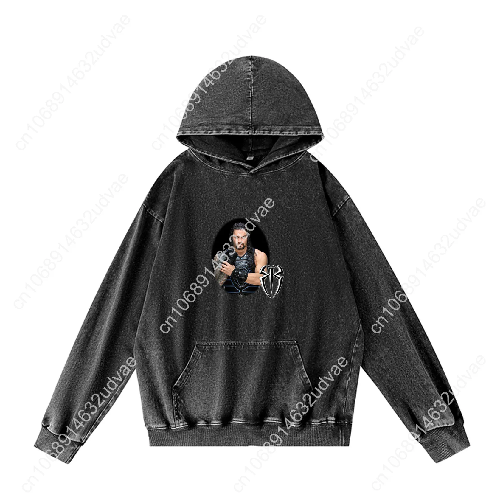 Roman Reigns Hoodies Retro Hooded Sweatshirt Man Woman Teenager Vintage Pullover Shirt with Pocket Oversized Customized Tops