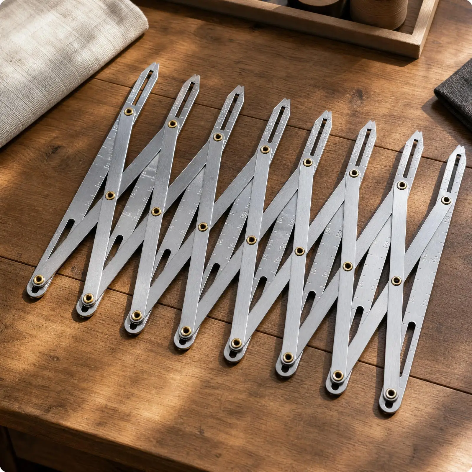Adjustable Button Spacing Ruler Divider Tool for Sewing Precision Marking Aluminum Craft Gauge for Tailors